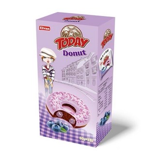 Elvan Today 甜甜圈 藍莓風味 50g x 4包 點心 零食, 200g, 1盒