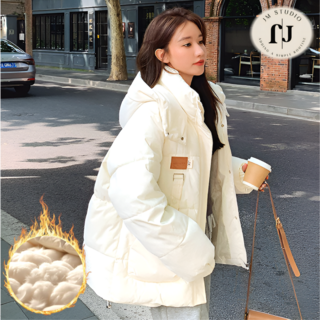 JM studio 여성 겨울 패딩 오버핏 숏패딩 경량 후드 기모 하이넥 방풍 방한 아우터