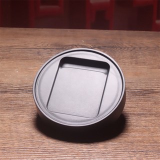 巨匠工廠中國歙硯老坑小楷硯臺/笑口常開/龍尾原石硯臺籽料文房四寶, 外圓內方硯/送布袋9*9*1.8cm, 1個