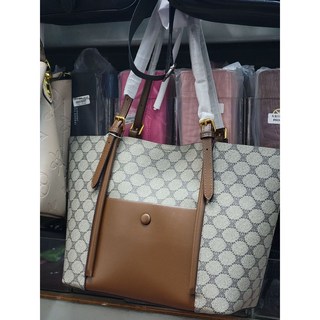 KC 滿版灰色口袋托特包, 藍色