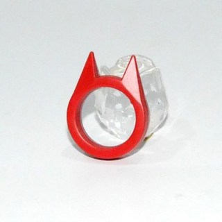 스테인리스 호신용 반지 자기방어 포인트 링 고양이 귀 미니 스틸 방어 자기 휴대용 개인 보호 도구 남녀공용 금속 신제품, 2)Red