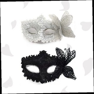 무도회 가면 레이스 나비 장식 파티 마스크 가장무도회 소품, 1개, 무도회가면 실버
