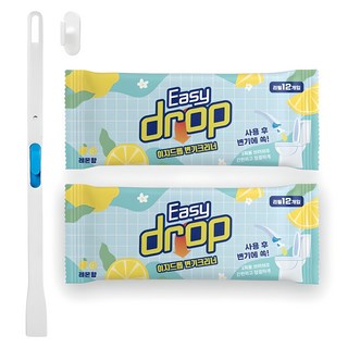 이지드롭 변기크리너 레몬향 리필 브러쉬 24개입 + 핸들 + 전용 고리, 혼합색상, 1세트
