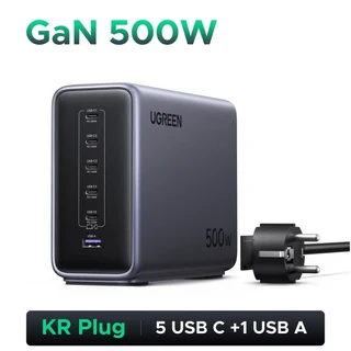 UGREEN 500W GaN 충전기 6 IN 1 데스크탑 충전 스테이션 PD 3.1 최대 240W 단일 포트 MacBook Pro 노트북 i, 02 KR GaN 500W, 01 빠른