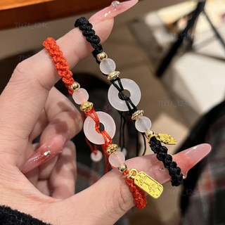 樂購精選 新年紅色平安扣手鏈 編織情侶閨蜜手繩 喜慶轉運本命年手鏈 生日禮物