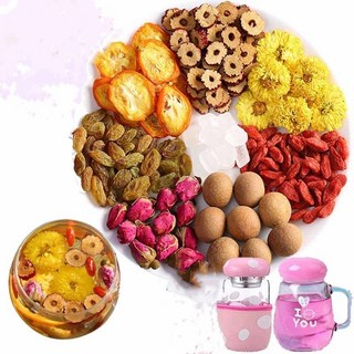 桃園熱賣 真材實料八寶茶 紅棗枸杞桂圓茶 祛玫瑰淡黃菊花茶 組合水果茶, 1個, 玫瑰八寶茶20包【送杯】