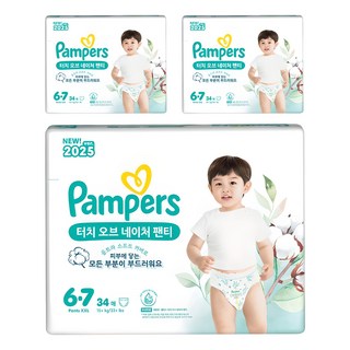 팸퍼스 2025 터치오브네이처 팬티형 기저귀 남여공용, 6단계, 102매