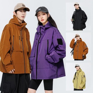 情侶款春秋外套 大尺碼衝鋒衣 薄款衝鋒衣 防風防水外套 連帽外套 單層衝鋒衣 帽子可拆 情侶戶外衝鋒衣 風衣 夾克外套