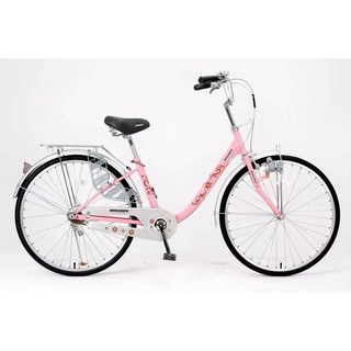 和風26吋牛奶色斜彎淑女車，單速城市自行車，附後貨架與前車籃，學生通勤首選, 禾風藍, 1個