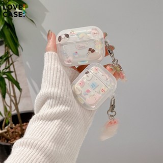 ins櫻桃小動物 Airpods Pro 2/1/2/3/4代保護套 Pro2 Pro3蘋果耳機殼 全包矽膠軟殼, 1個, 彩虹小狗+掛飾,AirPods 4