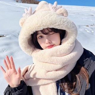 賣場優選推薦抗寒-40度北海道防寒帽冬季新款帽子女秋冬季圍巾手套一體帽圍脖可愛顯臉小保暖毛絨帽子雪地旅行必備