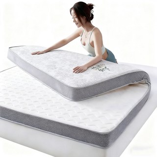 天然乳膠記憶海綿床墊 學生宿舍床墊榻榻米墊 單人雙人床墊租房專用, 方格藍--厚5cm【抗菌除蟎 拒絕塌陷】,特價80*190cm【這個尺寸只限灰色】, 白色