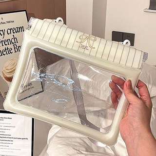 高顏值手機防水袋 可觸屏拍照密封袋 戶外游泳漂流大容量斜挎收納袋, 1個, 蝴蝶結黃色