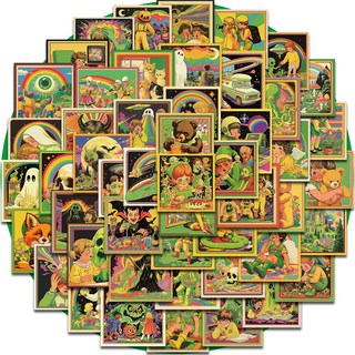 50PCS 미국 복고풍 만화 스타일 스티커 크리 에이 티브 선물 노트북 수하물 벽 아트 룸 크리 에이 티브 스