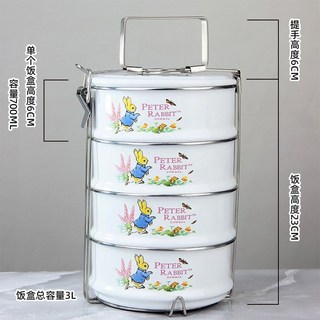 3단 4단 찬합 도시락 소풍 감성 도시락통 피크닉 캠핑, 피터래빗 4단 도시락, 1개