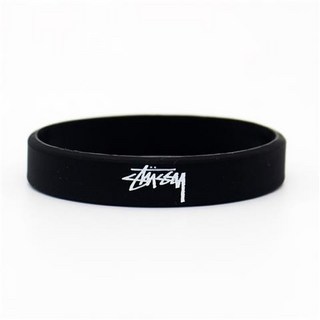 原創歐美潮牌硅膠手環 街頭流行運動男女學生字母籃球橡膠腕帶手帶, 黑色, 1個