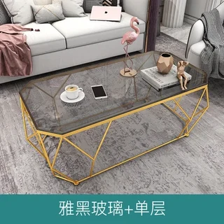 간단한 현대 커피 테이블 대리석 작은 아파트 거실 직사각형 강화 유리 철 예술 맞춤형 창의력, 03 Single layer 120 60