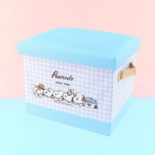 Peanuts 查理布朗 置物凳 格紋藍色, 史努比, 1個