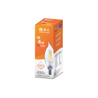 舞光原廠授權 燈飾123 羅浮宮蠟燭燈泡 E14 LED 4W 拉尾燈泡, 1個