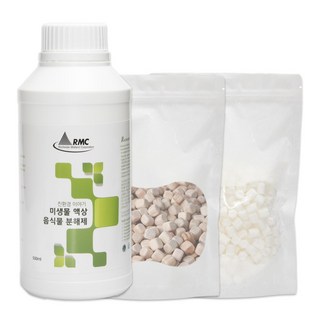 음식물처리기 공용호환 미생물용액500ml+미생물집(담체)200g set (편백나무 세라믹 담체 중 선택가능)