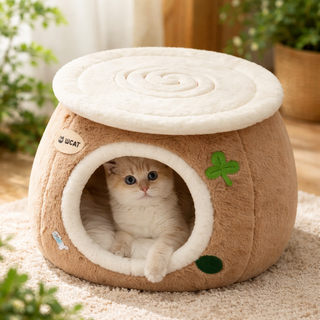 율루아 프리미엄 편안한 고양이 댕댕이 하우스, 브라운, 1개