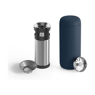 FELLOW Carter 瘦卡特！雙層陶瓷真空保溫杯 - 咖啡/茶葉兩用浸泡組，保溫杯推薦，隨時享受手沖咖啡與現泡茶, 16oz-藏藍, 1個