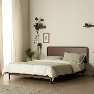 로그하우스 오름 침대 Q/K 평상형 원목 침대 2color (매트제외), 월넛브라운