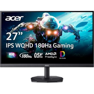 Acer Nitro 27인치 WQHD 2560 x 1440 IPS 게이밍 모니터 | AMD FreeSync 최대 180Hz 주사율 0.5ms DCI-P3 95 HDR 10 지원, Acer Nitro 27인치 WQHD 2560 x 14, 1개
