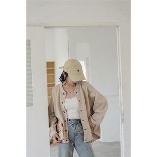 太妮絲 韓妞必備夏季寬鬆棒球外套 簡約百搭防曬外套 杏色 台灣現貨