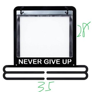 拾光優選好物 馬拉松獎牌展示架 附號碼布夾 榮譽展示掛鉤, 1個, 永不放棄