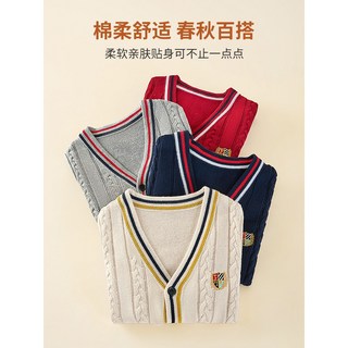 兒童針織開衫薄款毛衣 鈕扣設計 純毛線 寶寶 小學生 學院風 男童 女童 春秋款