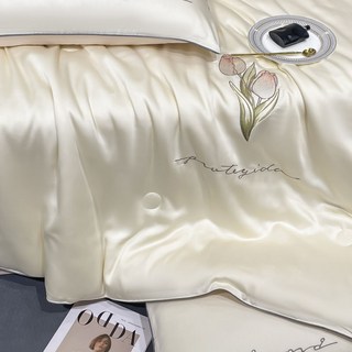 被胎 棉被 薄被胎 被胎 內胎 被子 物理防蟎 四季被 單人/雙人冰絲夏被空調被夏季單人夏涼被四件套夏天雙人被子可機洗薄, 奶昔白+奶油粉【涼感冰絲舒適】,200*230夏被+床單+2只枕套