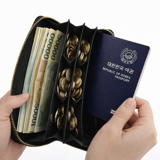 올모먼트 여권수납 일본 엔화지갑 소가죽 프리미엄 베트남 여행용