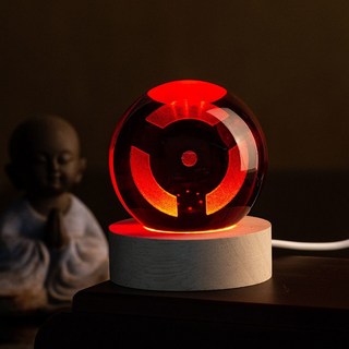 火影忍者 寫輪眼水晶球小夜燈，可發光擺件，送學生禮物, 1個, 泉奈6cm球+圓底座