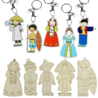 다문화 우드 세계전통의상키링 가방걸이 만들기 학교 체험키트 장식 미술, 5.일본