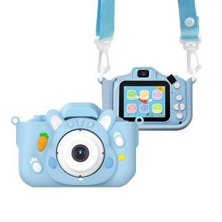 Timo 兒童相機 可愛卡通造型 趣味濾鏡 益智玩具 1080P錄影, 1個, 藍色(附32G記憶卡)
