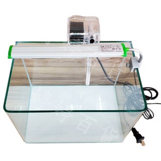 魚缸套組 夾燈過濾器組合 30x18x20 一尺ㄇ型缸 養觀賞小型孔雀水族缸, 1個, 套組 缸+燈+過濾器 一組