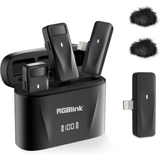 iPhone 15 Pro Max Samsung Android USBC 스마트폰용 RGBlink Wireless Lavalier 마이크 노이즈 캔슬링 포함 미니 2개 세트 콘텐츠, Lightning for iPhone, 1) Lightning for iPhone