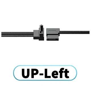 Sata 3.0 데이터 케이블 SATA III 오른쪽 왼쪽 위 아래 각도 90도 10-100cm 6GB 검정색 팔꿈치 HDD 하드 드, 01 UP-LEFT, 09 10cm