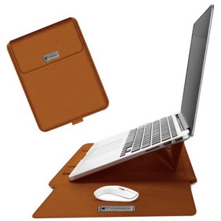 이코노미쿠스 거치대겸용 맥북 LG그램 삼성 노트북 파우치 커버 가죽, 브라운, 1개