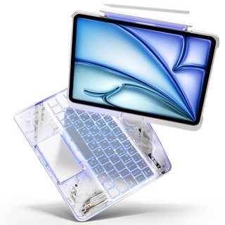 AITEWO 아이패드 호환 매직키보드 케이스 백라이트 한글 키보드 360도회전 프로 1/2/3/4/5/6/7 세대 에어4/5/6/7 10.9 11 12.9 13인치 M2 M3 M4, 화이트