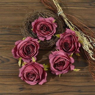 嗨購 仿真復古燒邊玫瑰花朵，適用於禮盒DIY工藝及居家裝飾, 酒紅