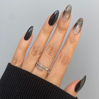 【CHL】法式 歐美風 可拆卸美甲片 隨心換造型 24片/盒 指甲貼片 穿戴甲 假指甲 指尖 優雅 自由搭配 超多款式, 1個, 黑白雲霧, 黑白雲霧