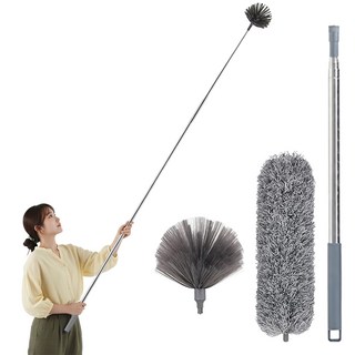 피플피 늘어나는 길이조절 장대 천장 브러쉬 거미줄 제거, 1세트, 그레이