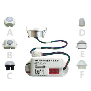 感應王PIR-645隱藏式紅外線感應器，多頭型可選，可調時間/日夜/距離，全電壓台灣製, 1個