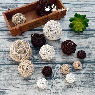 日皇 拍照道具 手工編織藤球 裝飾 園藝佈置 婚禮佈置 網拍必備, 大號-白色