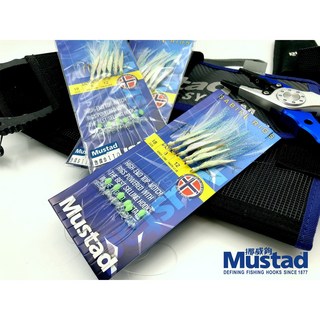 民辰商行 Mustad SABIKI RIGS 魚皮釣組 - 6本/8本 夜光太刀魚皮連鉤, 1個, 8本入18號鉤