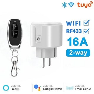 스마트 소켓 16A Wifi 스마트 플러그 433 Mhz RF 무선 원격 제어 Google Assistant Alexa 용 전력 모니터링 기능이있는 EU FR 플러그, [01] 1Receiver 1Remote