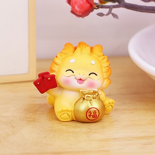 【微景小舖】微景觀 龍年吉祥物 小福龍 招財龍 龍年 龍 金元寶 拍攝道具擺飾 招財 招福 辦公室小物 財神 新年裝飾, A款 迷你福氣滿滿龍