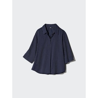 유니클로 레이온 스키퍼 블라우스/스트라이프/7분 소매 E479074-000-00 --315351